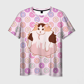 Мужская футболка 3D с принтом Loops в Белгороде, 100% полиэфир | прямой крой, круглый вырез горловины, длина до линии бедер | cat | fat | internet | loops | meme | интернет | кот | лупс | мем