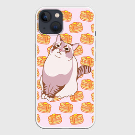 Чехол для iPhone 13 с принтом Блины в Белгороде,  |  | Тематика изображения на принте: cat | fat | internet | meme | pancakes | блины | интернет | кот | лупс | мем