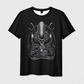 Мужская футболка 3D с принтом Чужой и Его Прелесть в Белгороде, 100% полиэфир | прямой крой, круглый вырез горловины, длина до линии бедер | Тематика изображения на принте: alien | aliens | horror | predator | ufo | инопланетяне | инопланетянин | нло | пришелец | пришельцы | ужасы | фантастика | хищник | чужой