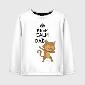 Детский лонгслив хлопок с принтом Cat dab в Белгороде, 100% хлопок | круглый вырез горловины, полуприлегающий силуэт, длина до линии бедер | cat | dab | keep calm | даб | дэб | кот