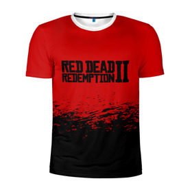 Мужская футболка 3D спортивная с принтом RED DEAD REDEMPTION 2 в Белгороде, 100% полиэстер с улучшенными характеристиками | приталенный силуэт, круглая горловина, широкие плечи, сужается к линии бедра | gamer | gun | logo | play | player | rdr2 | red dead redemption 2 | rockstar | western | вестерн | ковбои | компьютерные игры 2019 | криминал | лого | рокстар