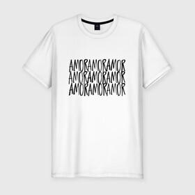 Мужская футболка хлопок Slim с принтом Amor Amor Amor в Белгороде, 92% хлопок, 8% лайкра | приталенный силуэт, круглый вырез ворота, длина до линии бедра, короткий рукав | егор крид | любовь | надпись | тату | холостяк
