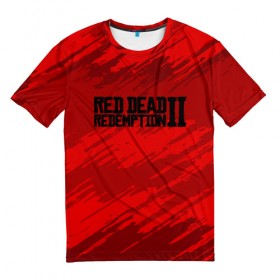 Мужская футболка 3D с принтом RED DEAD REDEMPTION 2 в Белгороде, 100% полиэфир | прямой крой, круглый вырез горловины, длина до линии бедер | gamer | gun | logo | play | player | rdr2 | red dead redemption 2 | rockstar | western | вестерн | ковбои | компьютерные игры 2019 | криминал | лого | рокстар