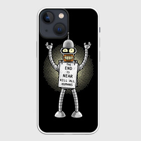 Чехол для iPhone 13 mini с принтом Kill All Humans в Белгороде,  |  | all | bender | futurama | humans | kill | бендер | близок | всех | конец | людей | футурама