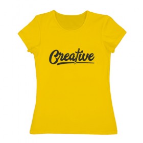 Женская футболка хлопок с принтом Creative в Белгороде, 100% хлопок | прямой крой, круглый вырез горловины, длина до линии бедер, слегка спущенное плечо | 