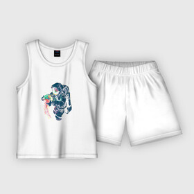 Детская пижама с шортами хлопок с принтом Космическая медуза в Белгороде,  |  | астронавт | космонавт | космос | краски | медуза | невесомость | свет. отражение. тело | скафандр | фантастика | цвета | чудеса