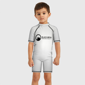 Детский купальный костюм 3D с принтом Black Mesa в Белгороде, Полиэстер 85%, Спандекс 15% | застежка на молнии на спине | black mesa | half life | халф лайф | черная меса