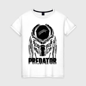 Женская футболка хлопок с принтом PREDATOR в Белгороде, 100% хлопок | прямой крой, круглый вырез горловины, длина до линии бедер, слегка спущенное плечо | prediator | инопланетяне | опасность | пришельцы | фильм | хищник