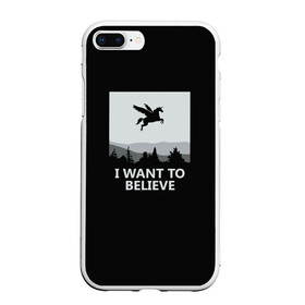 Чехол для iPhone 7Plus/8 Plus матовый с принтом I Want to Believe в Белгороде, Силикон | Область печати: задняя сторона чехла, без боковых панелей | Тематика изображения на принте: magic | unicorn | верить | единорог | лес | магия