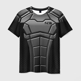 Мужская футболка 3D с принтом КОСТЮМ N7 в Белгороде, 100% полиэфир | прямой крой, круглый вырез горловины, длина до линии бедер | Тематика изображения на принте: n7 | броня | костюм | масс эффект | н7 | стальная броня | шепард