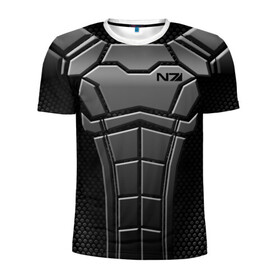 Мужская футболка 3D спортивная с принтом КОСТЮМ N7 в Белгороде, 100% полиэстер с улучшенными характеристиками | приталенный силуэт, круглая горловина, широкие плечи, сужается к линии бедра | n7 | броня | костюм | масс эффект | н7 | стальная броня | шепард