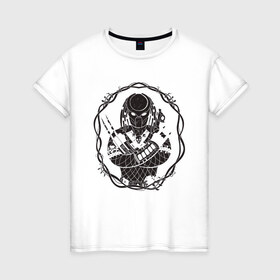 Женская футболка хлопок с принтом Predator в Белгороде, 100% хлопок | прямой крой, круглый вырез горловины, длина до линии бедер, слегка спущенное плечо | 