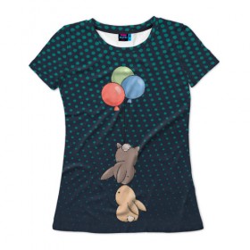 Женская футболка 3D с принтом Лети кролик, лети в Белгороде, 100% полиэфир ( синтетическое хлопкоподобное полотно) | прямой крой, круглый вырез горловины, длина до линии бедер | 