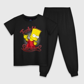 Детская пижама хлопок с принтом Плохиш Барт в Белгороде, 100% хлопок |  брюки и футболка прямого кроя, без карманов, на брюках мягкая резинка на поясе и по низу штанин
 | 