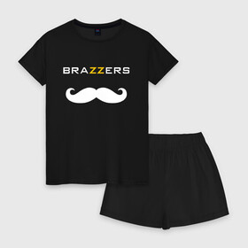 Женская пижама с шортиками хлопок с принтом BRAZZERS в Белгороде, 100% хлопок | футболка прямого кроя, шорты свободные с широкой мягкой резинкой | brazzers | верховный | графика | девушка | девушки | дом | изображение | картинка | красивая | круто | лучший | любовь | мода | молодёжная | рисунок | силуэт | современная | стиль | студия | творче