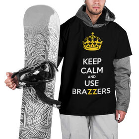 Накидка на куртку 3D с принтом KEEP CALM AND USE BRAZZERS в Белгороде, 100% полиэстер |  | Тематика изображения на принте: 