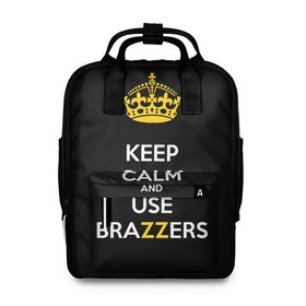 Женский рюкзак 3D с принтом KEEP CALM AND USE BRAZZERS в Белгороде, 100% полиэстер | лямки с регулируемой длиной, сверху ручки, чтобы рюкзак нести как сумку. Основное отделение закрывается на молнию, как и внешний карман. Внутри два дополнительных кармана, один из которых закрывается на молнию. По бокам два дополнительных кармашка, куда поместится маленькая бутылочка
 | Тематика изображения на принте: 