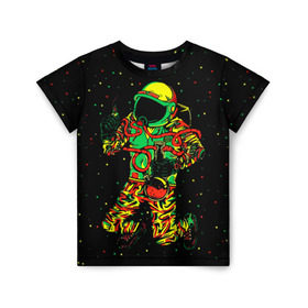 Детская футболка 3D с принтом Космонавт с кальяном в Белгороде, 100% гипоаллергенный полиэфир | прямой крой, круглый вырез горловины, длина до линии бедер, чуть спущенное плечо, ткань немного тянется | бесконечность | верховный | вселенная | графика | день | звёзды | изображение | картинка | кос | космонавт | космос | круто | лучший | мода | молодёжная | небо | поп арт | праздник | рисунок | сказка