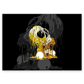 Поздравительная открытка с принтом Simpsons Halloween в Белгороде, 100% бумага | плотность бумаги 280 г/м2, матовая, на обратной стороне линовка и место для марки
 | аниме | брызги | вымышленный | высший | голова | жидкий | зомби | ирландия | капли | кости | крутой | мертвец | мода | молодёжный | мультфильм | персонаж | подарок | праздник | сериал | симпсоны | скелет