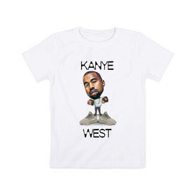 Детская футболка хлопок с принтом Kanye West в Белгороде, 100% хлопок | круглый вырез горловины, полуприлегающий силуэт, длина до линии бедер | kanye west | music | rap | yeezus | кэнье | музыка | рэп