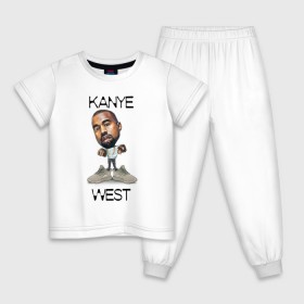 Детская пижама хлопок с принтом Kanye West в Белгороде, 100% хлопок |  брюки и футболка прямого кроя, без карманов, на брюках мягкая резинка на поясе и по низу штанин
 | kanye west | music | rap | yeezus | кэнье | музыка | рэп