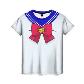 Женская футболка 3D с принтом Матроска в Белгороде, 100% полиэфир ( синтетическое хлопкоподобное полотно) | прямой крой, круглый вырез горловины, длина до линии бедер | sailor moon | костюм | луна | сейлор мун | сейлормун