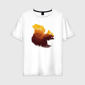 Женская футболка хлопок Oversize с принтом Беличьи земли в Белгороде, 100% хлопок | свободный крой, круглый ворот, спущенный рукав, длина до линии бедер
 | белка | грызун | двойная экспозиция | деревья | животное | зверь | земли | лес | пейзаж | птицы