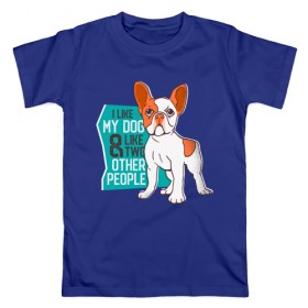 Мужская футболка хлопок с принтом Я люблю мою собаку и еще двух в Белгороде, 100% хлопок | прямой крой, круглый вырез горловины, длина до линии бедер, слегка спущенное плечо. | dog | бульдог | с собакой | собака | собаки | собачка | французкий бульдог | французский бульдог