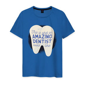 Мужская футболка хлопок с принтом Стоматолог в Белгороде, 100% хлопок | прямой крой, круглый вырез горловины, длина до линии бедер, слегка спущенное плечо. | dentist | врач | дантист | зуб | зубы | стомат | стоматолог | стоматология