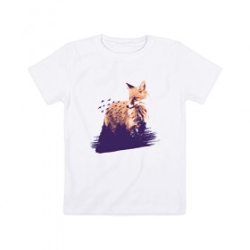 Детская футболка хлопок с принтом Лиса в Белгороде, 100% хлопок | круглый вырез горловины, полуприлегающий силуэт, длина до линии бедер | Тематика изображения на принте: fox | foxy | абстракция | женская | женские | лес | лис | лиса | лисичка | отдых | природа