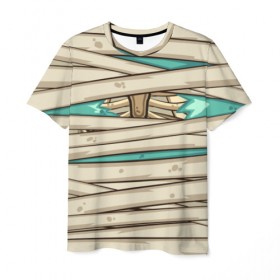 Мужская футболка 3D с принтом Мумия в Белгороде, 100% полиэфир | прямой крой, круглый вырез горловины, длина до линии бедер | Тематика изображения на принте: бинты | зомби | мертвец | мумия | труп