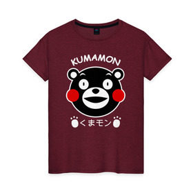 Женская футболка хлопок с принтом KUMAMON в Белгороде, 100% хлопок | прямой крой, круглый вырез горловины, длина до линии бедер, слегка спущенное плечо | japanese | kumamon | kumamoto | аниме | игрушка | кумамон | кумамото сапурайдзу | персонаж | талисман | япония