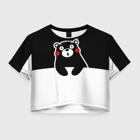 Женская футболка Crop-top 3D с принтом Kumamon повис в Белгороде, 100% полиэстер | круглая горловина, длина футболки до линии талии, рукава с отворотами | japanese | kumamon | kumamoto | аниме | игрушка | кумамон | кумамото сапурайдзу | персонаж | талисман | япония