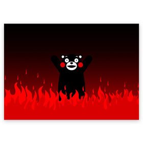 Поздравительная открытка с принтом KUMAMON ВО СЛАВУ САТАНЕ в Белгороде, 100% бумага | плотность бумаги 280 г/м2, матовая, на обратной стороне линовка и место для марки
 | japanese | kumamon | kumamoto | аниме | игрушка | кумамон | кумамото сапурайдзу | персонаж | талисман | япония