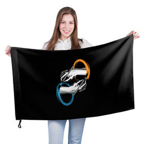 Флаг 3D с принтом Portal в Белгороде, 100% полиэстер | плотность ткани — 95 г/м2, размер — 67 х 109 см. Принт наносится с одной стороны | portal | портал