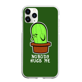 Чехол для iPhone 11 Pro матовый с принтом Nobody Hugs Me в Белгороде, Силикон |  | cactus | hugs | me | nobody | sad | горшок | горшочек | грусть | кактус | надпись | обнимашки | объятия | печаль | тоска