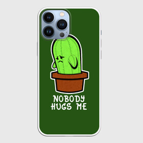 Чехол для iPhone 13 Pro Max с принтом Nobody Hugs Me в Белгороде,  |  | cactus | hugs | me | nobody | sad | горшок | горшочек | грусть | кактус | надпись | обнимашки | объятия | печаль | тоска