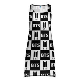 Платье-майка 3D с принтом BTS PATTERN в Белгороде, 100% полиэстер | полуприлегающий силуэт, широкие бретели, круглый вырез горловины, удлиненный подол сзади. | bts | bts army | j hope | jimin | jin | jungkook | k pop | pattern | rap monster | rapmon | suga | v | бтс | корея