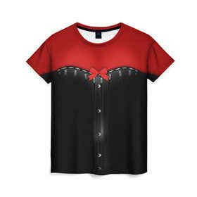 Женская футболка 3D с принтом Корсет в Белгороде, 100% полиэфир ( синтетическое хлопкоподобное полотно) | прямой крой, круглый вырез горловины, длина до линии бедер | ведьма | корсет | костюм | хэллоуин
