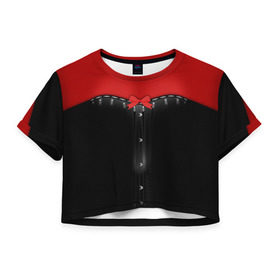Женская футболка Cropp-top с принтом Корсет в Белгороде, 100% полиэстер | круглая горловина, длина футболки до линии талии, рукава с отворотами | Тематика изображения на принте: ведьма | корсет | костюм | хэллоуин