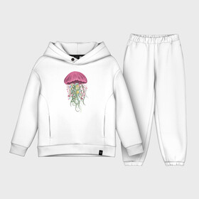 Детский костюм хлопок Oversize с принтом Медуза и цветы в Белгороде,  |  | для девушек | женская | женские | медуза | с медузой | с цветами | цветочки | цветы