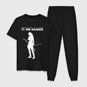 Мужская пижама хлопок с принтом Tomb Raider LOGO в Белгороде, 100% хлопок | брюки и футболка прямого кроя, без карманов, на брюках мягкая резинка на поясе и по низу штанин
 | Тематика изображения на принте: воительница | женщина | игра | крофт | лара | персонаж