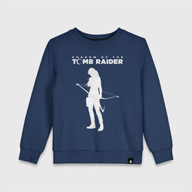 Детский свитшот хлопок с принтом Tomb Raider LOGO в Белгороде, 100% хлопок | круглый вырез горловины, эластичные манжеты, пояс и воротник | Тематика изображения на принте: воительница | женщина | игра | крофт | лара | персонаж