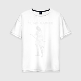 Женская футболка хлопок Oversize с принтом Tomb Raider LOGO в Белгороде, 100% хлопок | свободный крой, круглый ворот, спущенный рукав, длина до линии бедер
 | воительница | женщина | игра | крофт | лара | персонаж
