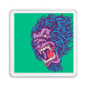 Магнит 55*55 с принтом Neon Yeti в Белгороде, Пластик | Размер: 65*65 мм; Размер печати: 55*55 мм | Тематика изображения на принте: beast | gorilla | monster | горилла | животное | йети | монстр