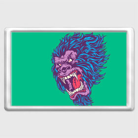 Магнит 45*70 с принтом Neon Yeti в Белгороде, Пластик | Размер: 78*52 мм; Размер печати: 70*45 | Тематика изображения на принте: beast | gorilla | monster | горилла | животное | йети | монстр