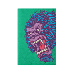 Обложка для паспорта матовая кожа с принтом Neon Yeti в Белгороде, натуральная матовая кожа | размер 19,3 х 13,7 см; прозрачные пластиковые крепления | beast | gorilla | monster | горилла | животное | йети | монстр