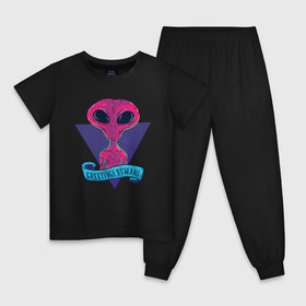 Детская пижама хлопок с принтом Пришелец в Белгороде, 100% хлопок |  брюки и футболка прямого кроя, без карманов, на брюках мягкая резинка на поясе и по низу штанин
 | alien | aliens | инопланетяне | инопланетянин | нло | пришелец | пришельцы | чужой