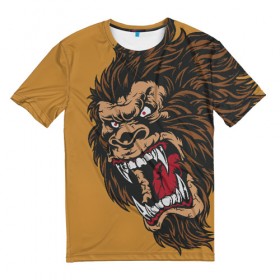 Мужская футболка 3D с принтом Forest Yeti в Белгороде, 100% полиэфир | прямой крой, круглый вырез горловины, длина до линии бедер | Тематика изображения на принте: beast | gorilla | monster | горилла | животное | йети | монстр