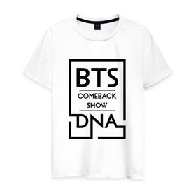 Мужская футболка хлопок с принтом BTS DNA в Белгороде, 100% хлопок | прямой крой, круглый вырез горловины, длина до линии бедер, слегка спущенное плечо. | Тематика изображения на принте: bangtan boys | beyond the scene | bts | comeback show | dna | k pop | music | арэм | ви | джей хоуп | джин | музыка | сюга | чимин | чонгук